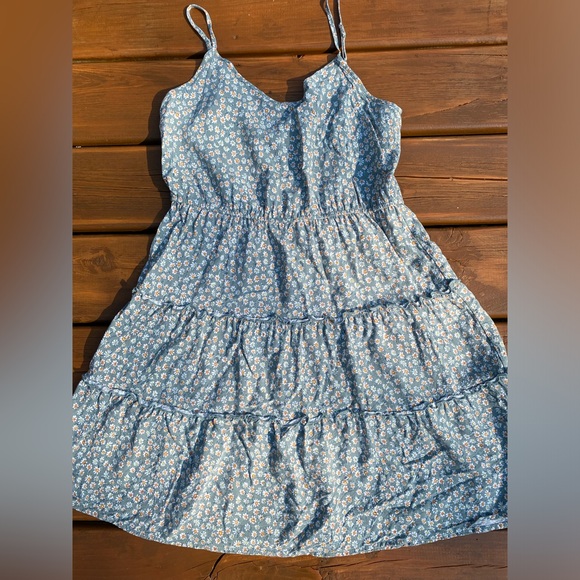 Pink Rose Blue/ Green Floral Dress | SIZE: US L - Picture 2 of 10